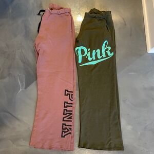 Victoria's Secret PINK Wide Leg Boyfriend Sweatpants S Lot Green Pink Y2K FLAW